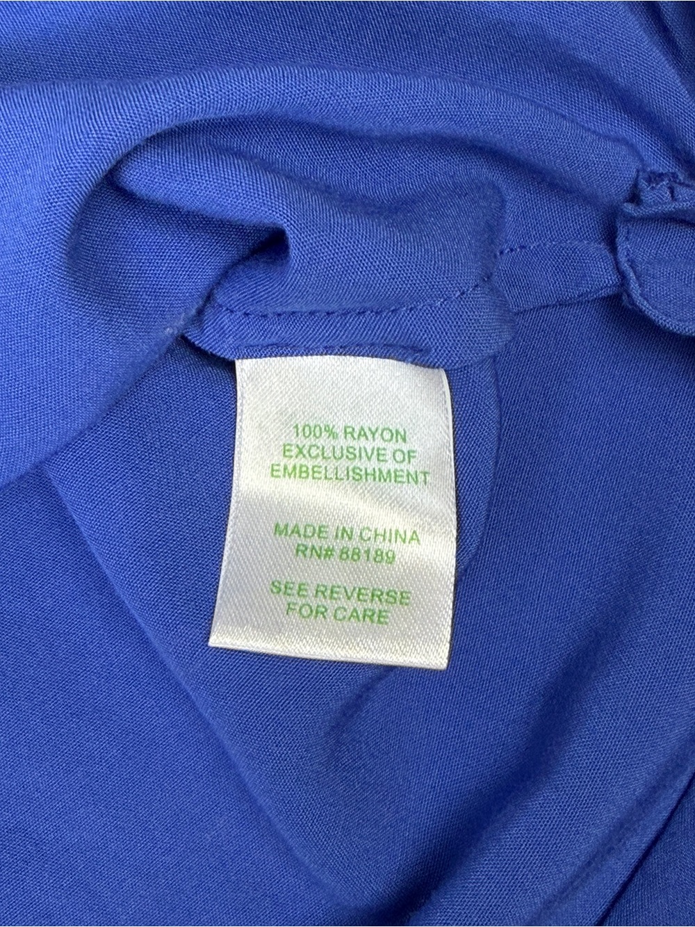 LILLY PULITZER Charlotte blue embroidered split-neck flowy tunic top, size L - Picture 9 of 12